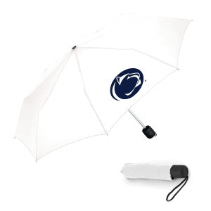 white compact umbrella with Penn State Athletic Logo